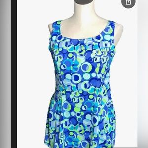 BB Tropics One Piece Swimsuit Womens Size 12 Modest Skirt